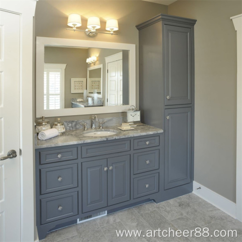 Tall cabinet on the vanity bathroom cabinet